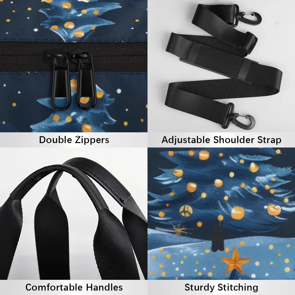 Lightweight Travel Duffle Bag Christmas Deer Trees Gym Bag for Women Men Stylish Small Duffle Bag for Fitness Yoga Travel Overnight Sport