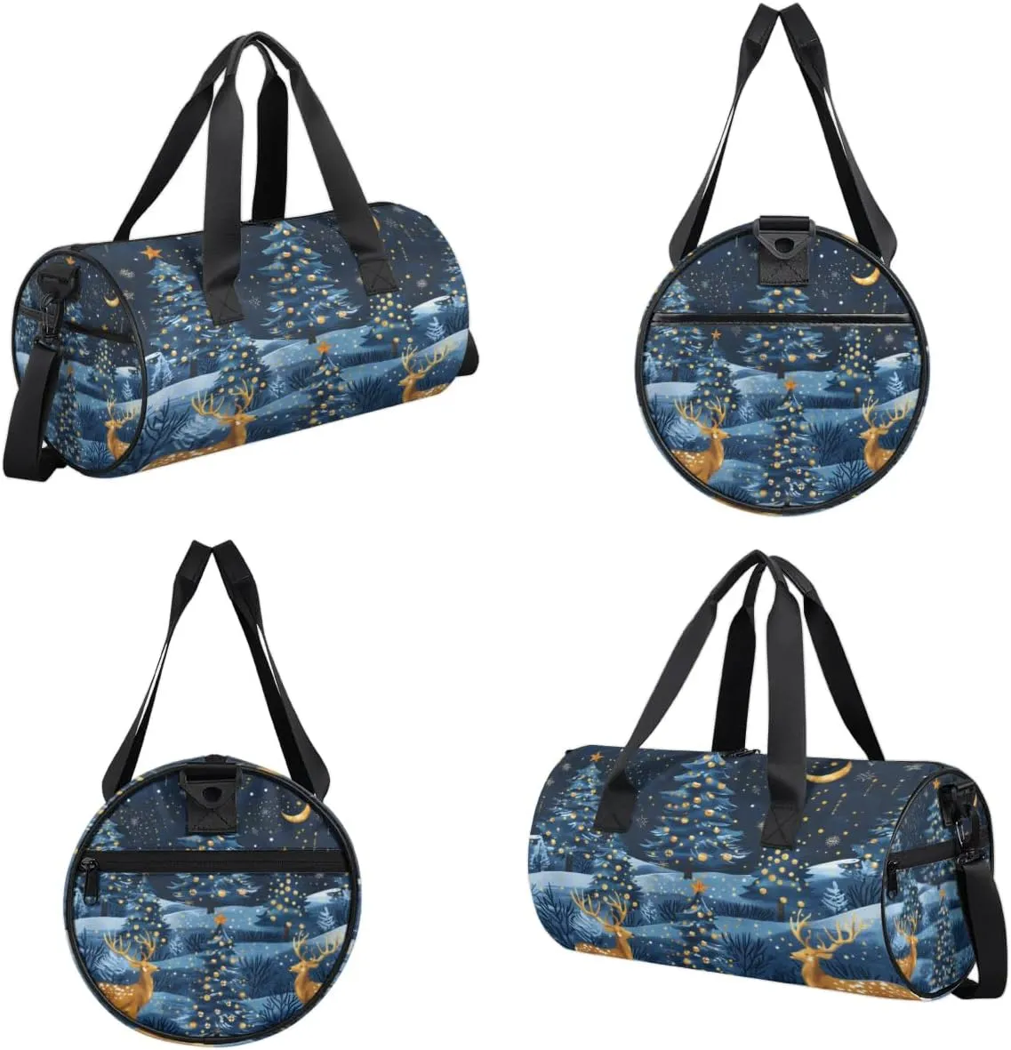 Lightweight Travel Duffle Bag Christmas Deer Trees Gym Bag for Women Men Stylish Small Duffle Bag for Fitness Yoga Travel Overnight Sport