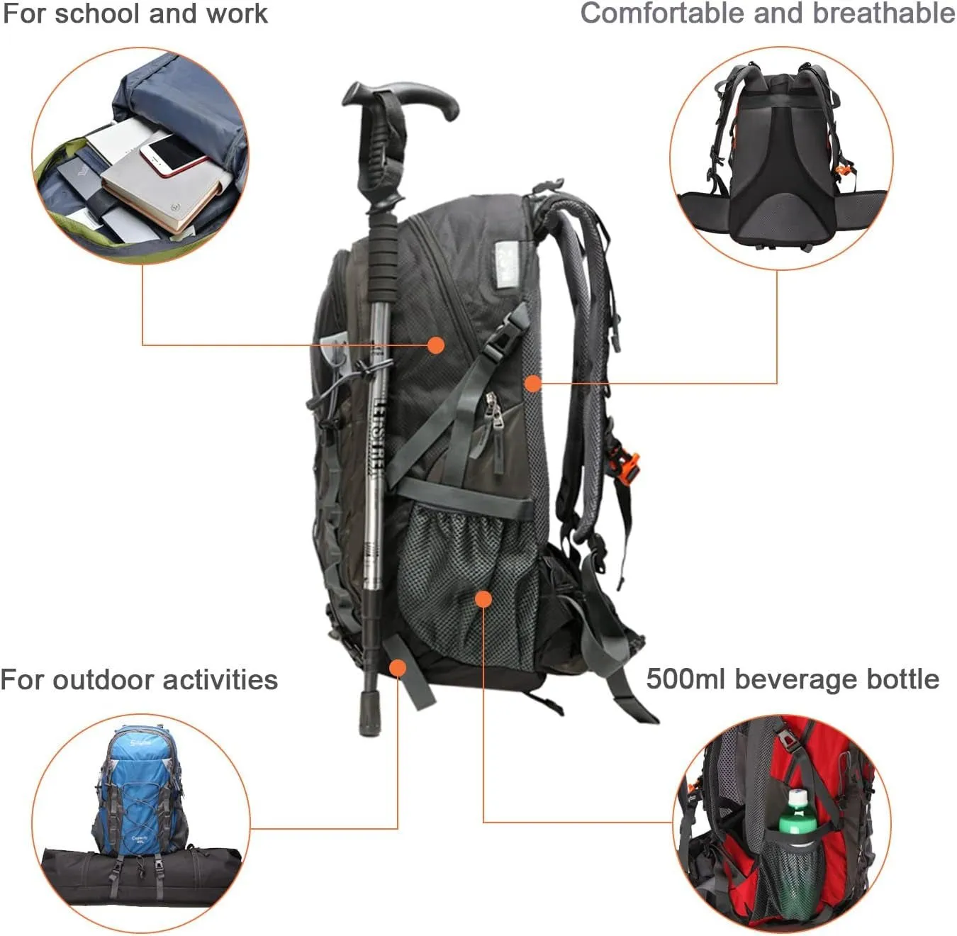 lightweight waterproof hiking backpack for travel and camping