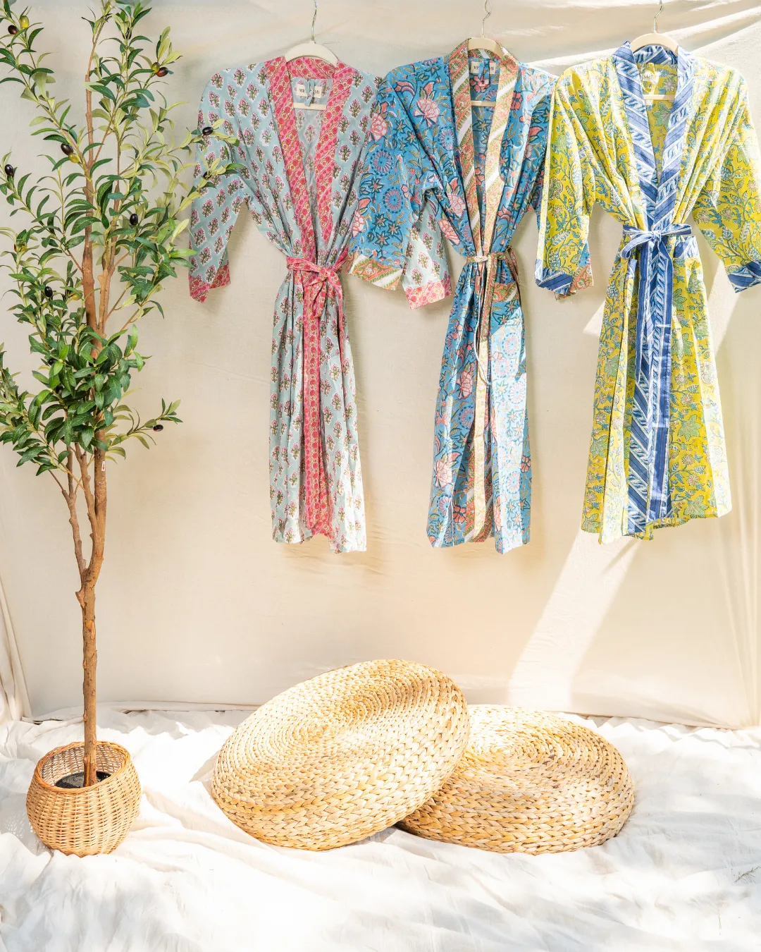 Lime Yellow Blockprint Robe