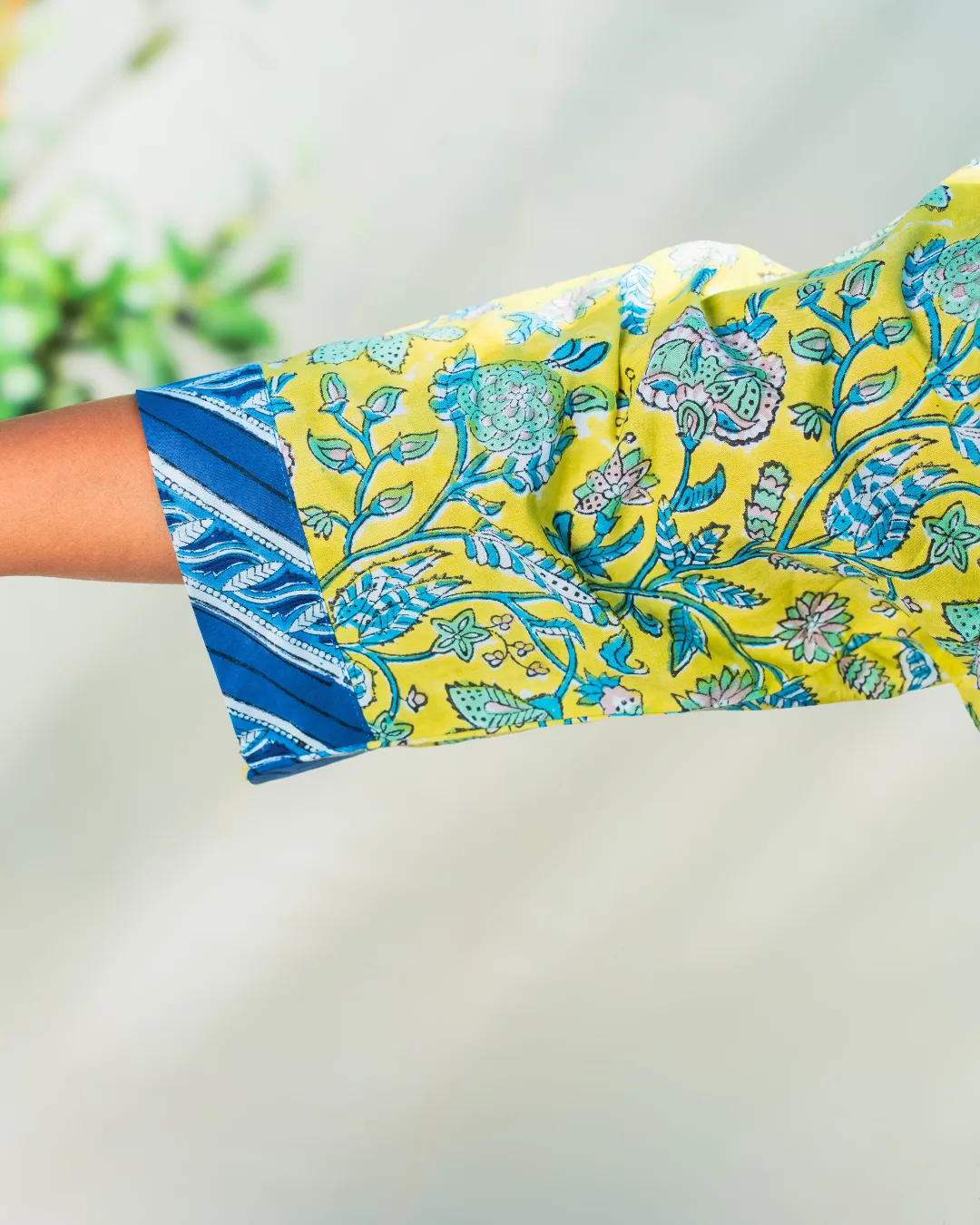 Lime Yellow Blockprint Robe