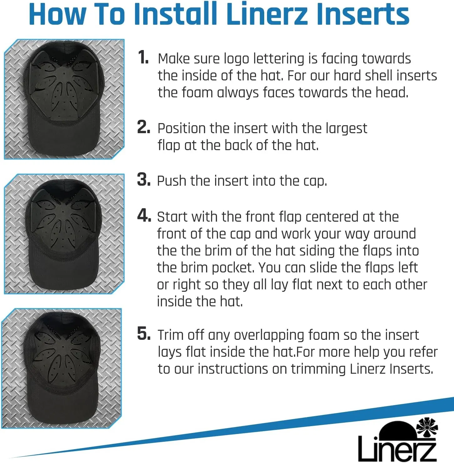Linerz Bump Cap Hat Inserts Ventilated Lightweight Universal Trim to Fit