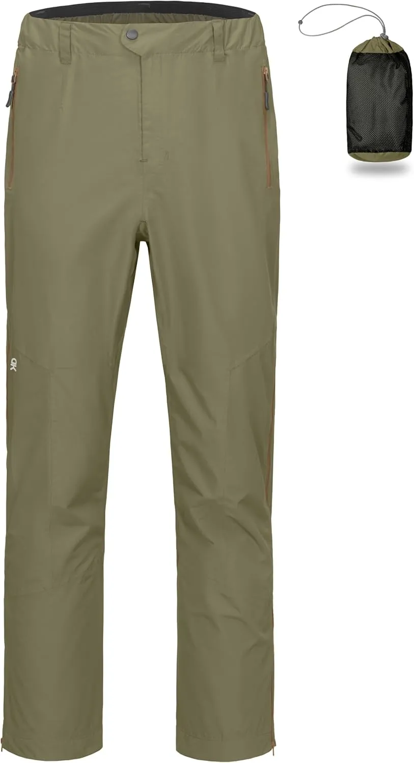 Little Donkey Andy Men's Rain Pants Waterproof Lightweight Overpants Windproof Outdoor Pants for Hiking, Golf, Fishing