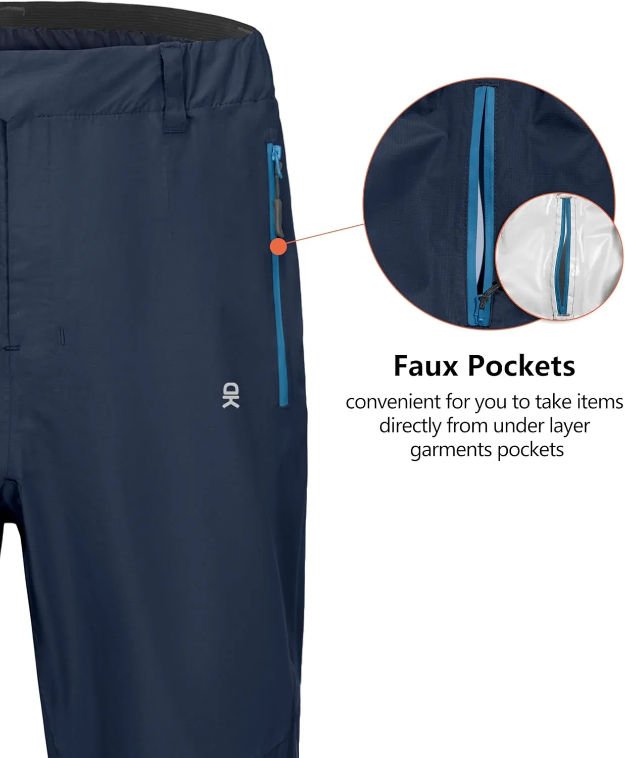 Little Donkey Andy Men's Rain Pants Waterproof Lightweight Overpants Windproof Outdoor Pants for Hiking, Golf, Fishing