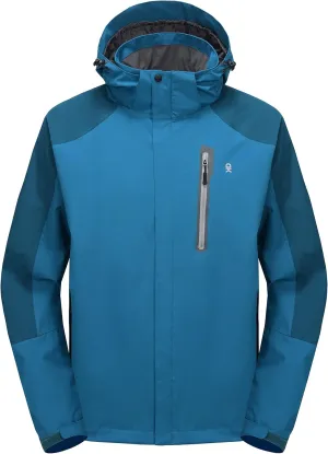 Little Donkey Andy Men's Waterproof Rain Jacket with Detachable Hood Outdoor Raincoat for Hiking Travel Cycling