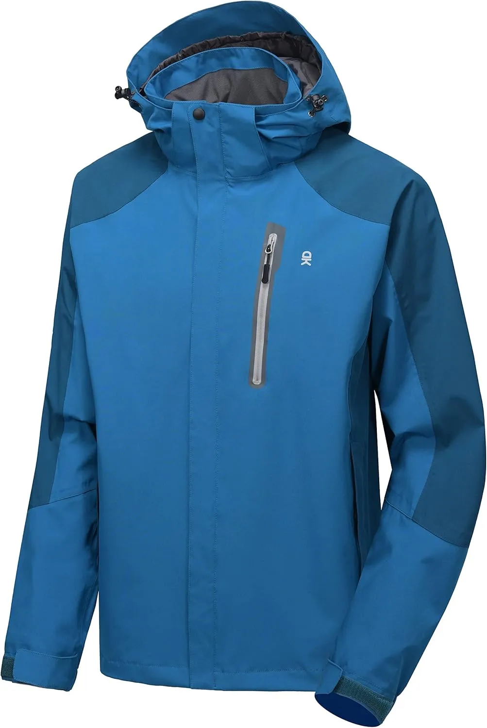Little Donkey Andy Men's Waterproof Rain Jacket with Detachable Hood Outdoor Raincoat for Hiking Travel Cycling