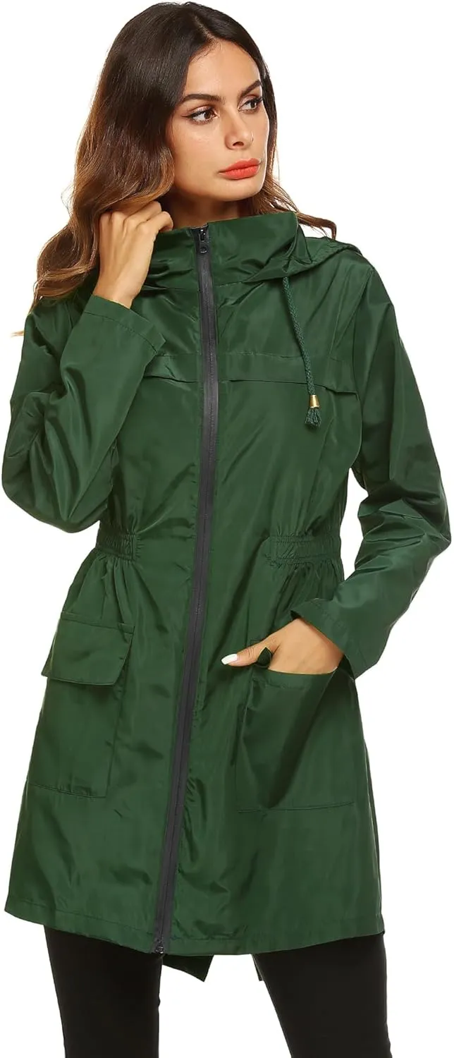 Lomon Women Waterproof Lightweight Rain Jacket Active Outdoor Hooded Raincoat