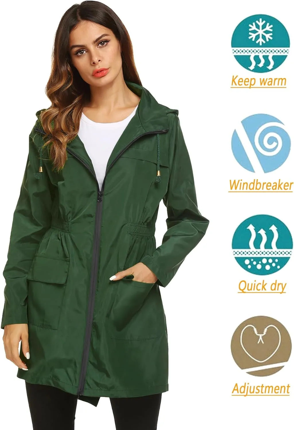 Lomon Women Waterproof Lightweight Rain Jacket Active Outdoor Hooded Raincoat