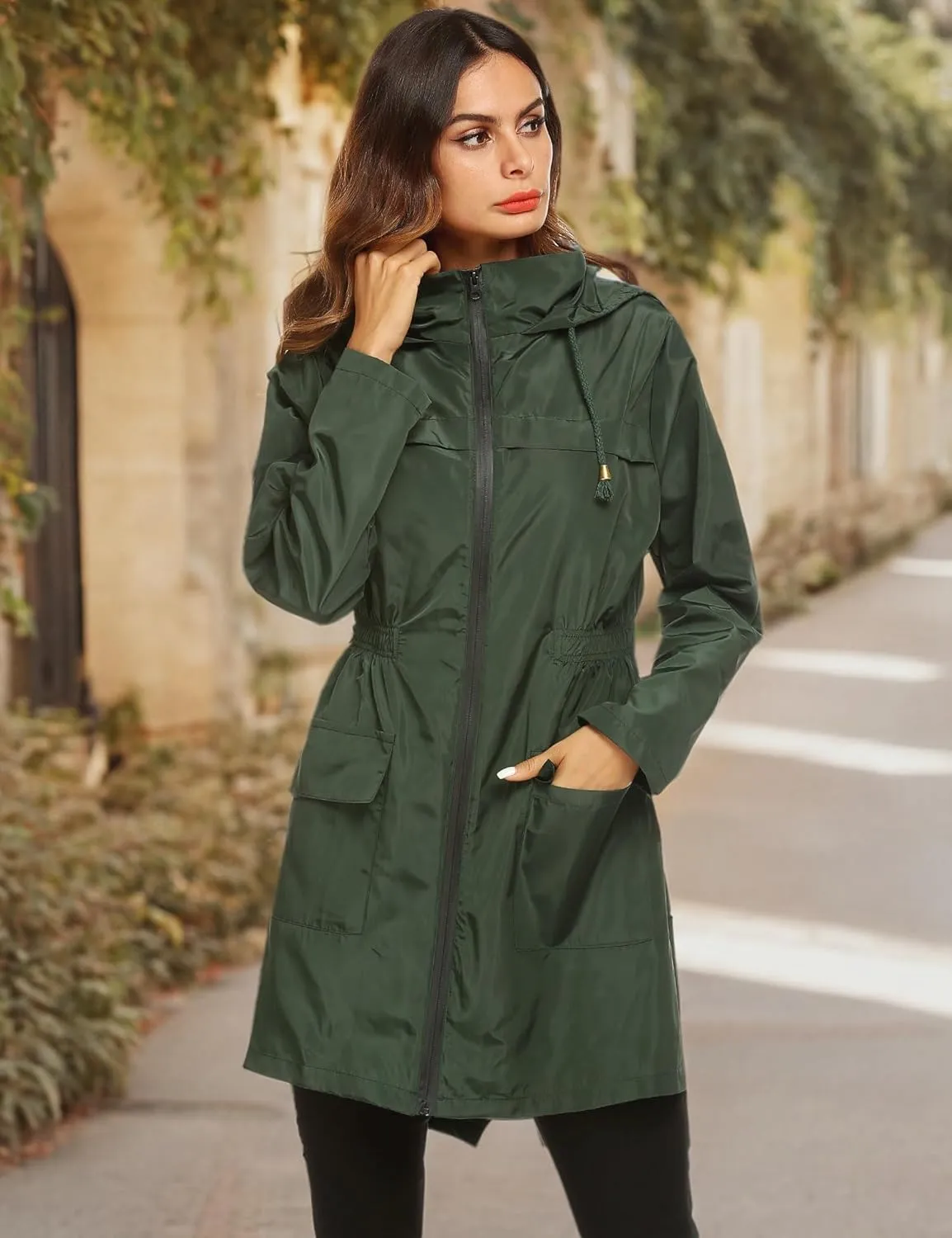 Lomon Women Waterproof Lightweight Rain Jacket Active Outdoor Hooded Raincoat