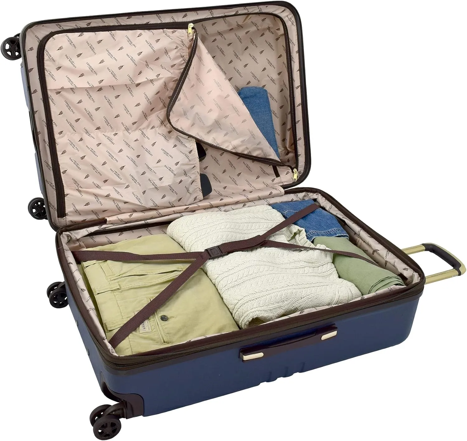 London Fog Brentwood II Expandable HARDSIDE Spinner, Blue, Carry-On 20-Inch