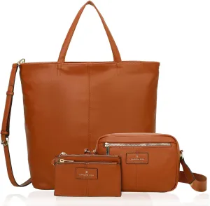 LONDON FOG - Women's Tote Bag, Crossbody Bag, and Wallet 3-Piece Set | Faux Leather | Purse Set for Work, Travel, & Outings