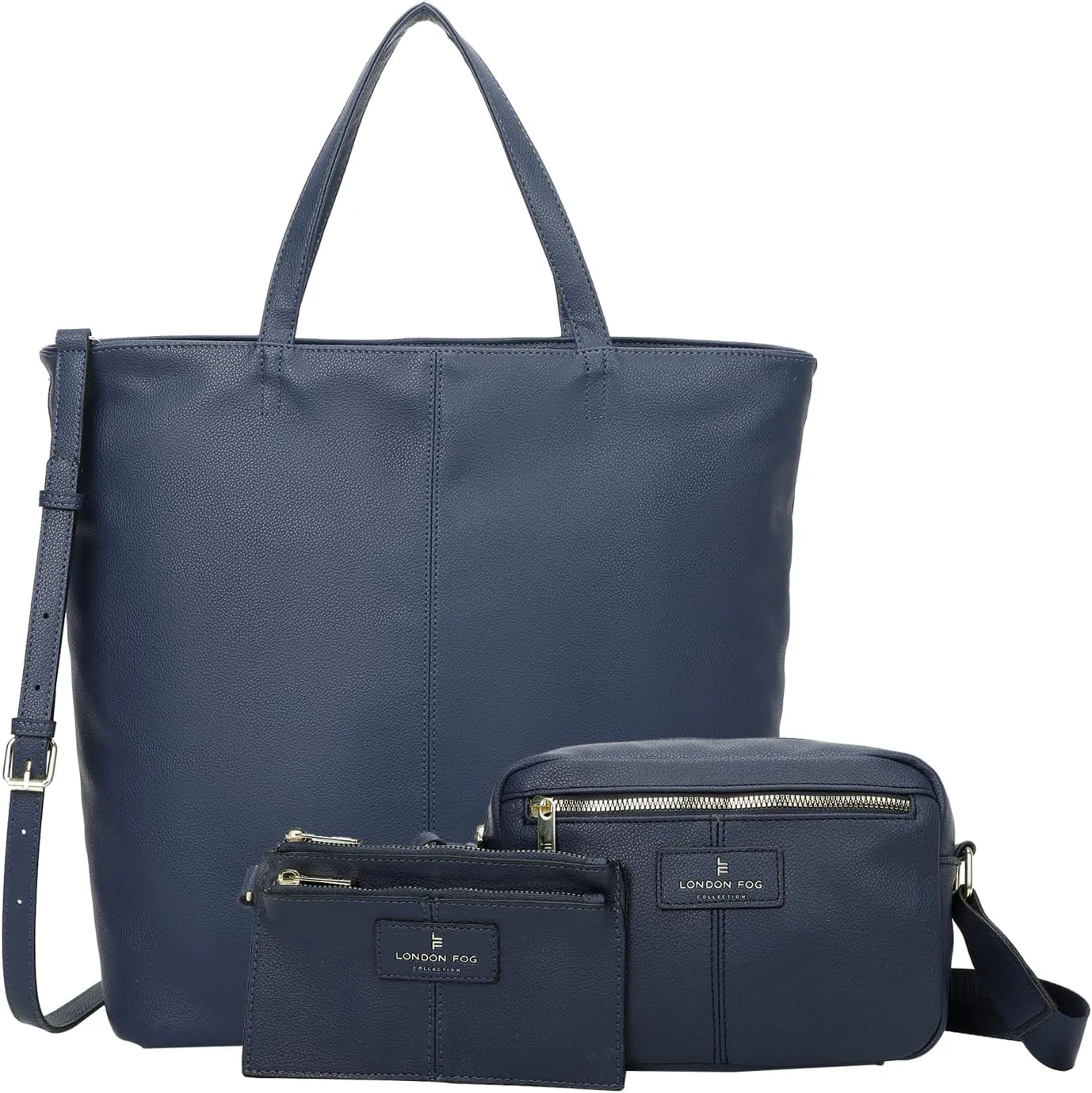 LONDON FOG - Women's Tote Bag, Crossbody Bag, and Wallet 3-Piece Set | Faux Leather | Purse Set for Work, Travel, & Outings