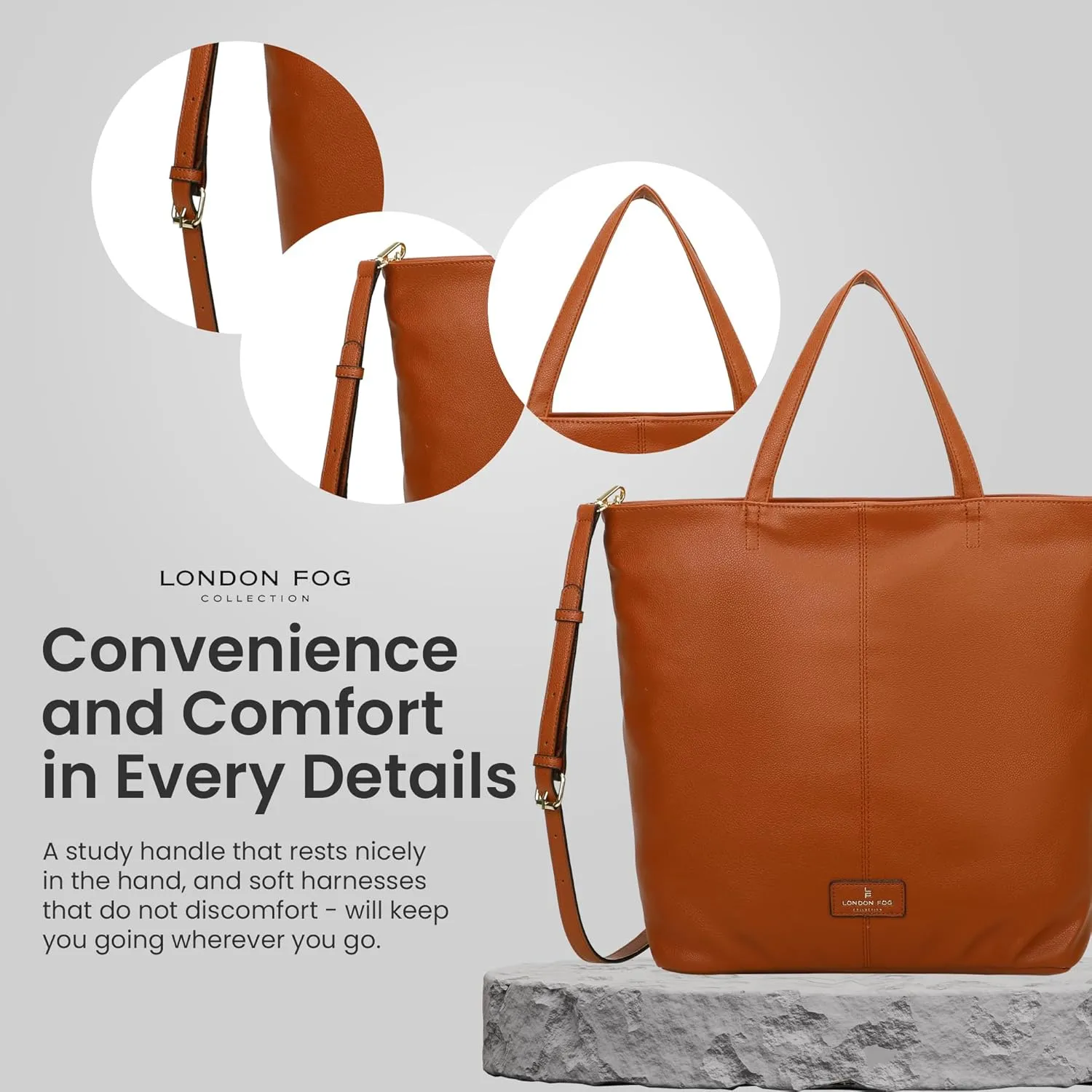 LONDON FOG - Women's Tote Bag, Crossbody Bag, and Wallet 3-Piece Set | Faux Leather | Purse Set for Work, Travel, & Outings