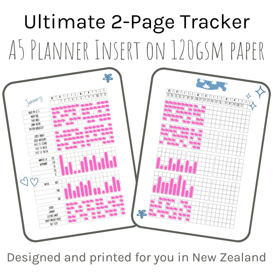 Loose Leaf A5 Planner Inserts 120gsm | 2-Page Ultimate Habit Tracker