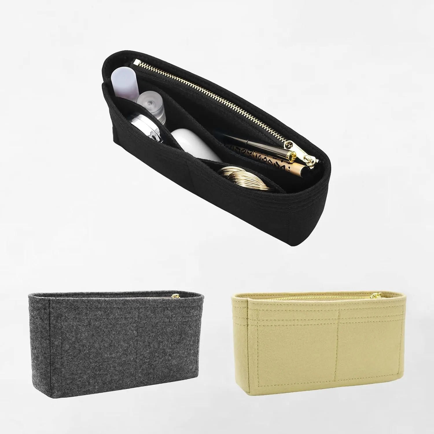LOUKAYCC Felt Purse Organizer Insert for GG Marmont Mini Bag Organizer Handbag (Mini, Black)