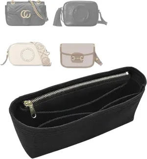 LOUKAYCC Felt Purse Organizer Insert for GG Marmont Mini Bag Organizer Handbag (Mini, Black)