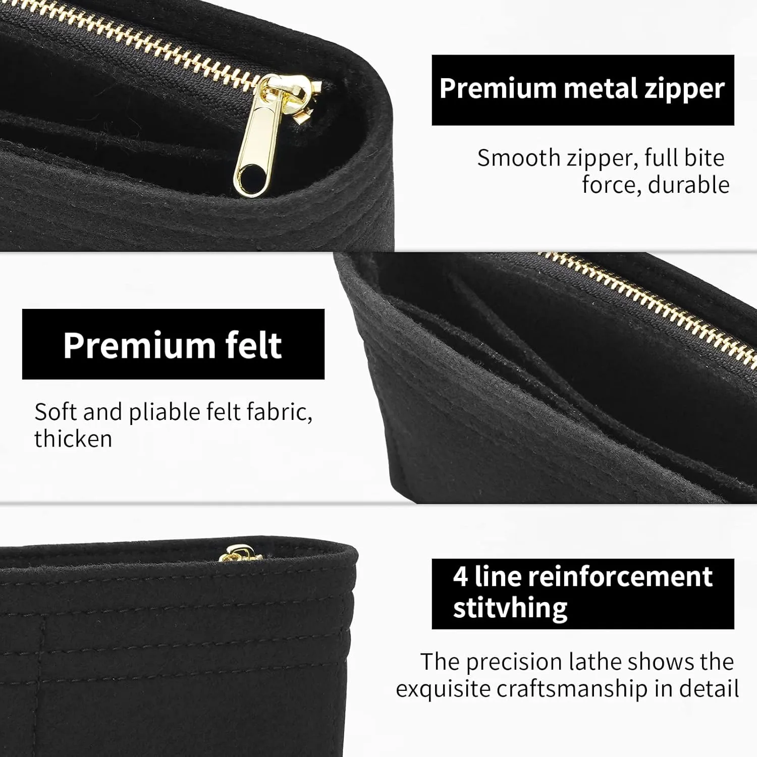 LOUKAYCC Felt Purse Organizer Insert for GG Marmont Mini Bag Organizer Handbag (Mini, Black)