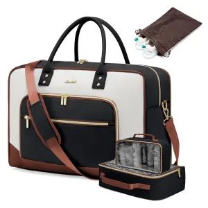 Lovevook 4-Piece Travel Set Beige & Black: Duffel, Shoe Bag, Toiletry Case & Packing Cube