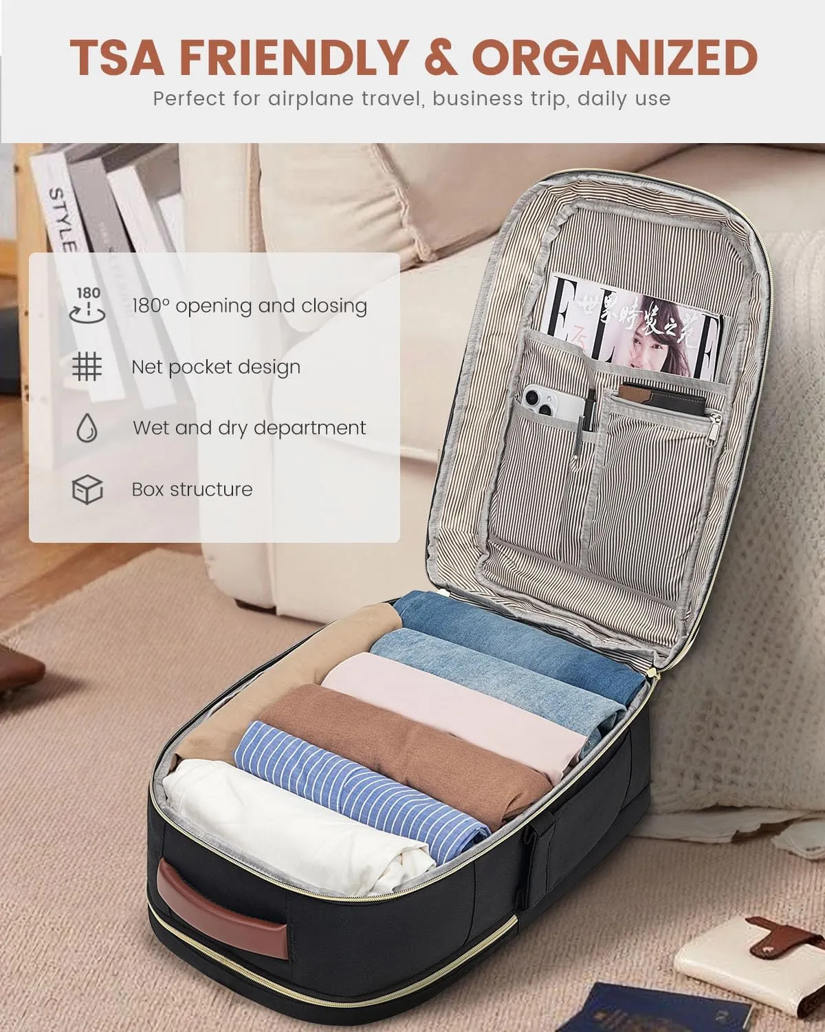 LOVEVOOK Carry On Travel Backpack For Women Flight Approved, 40L Large Personal Item Backpack Travel Bag for Airplanes, Business 17 Inch Laptop Backpack, Weekender Overnight Daypack, With 2 Cubes