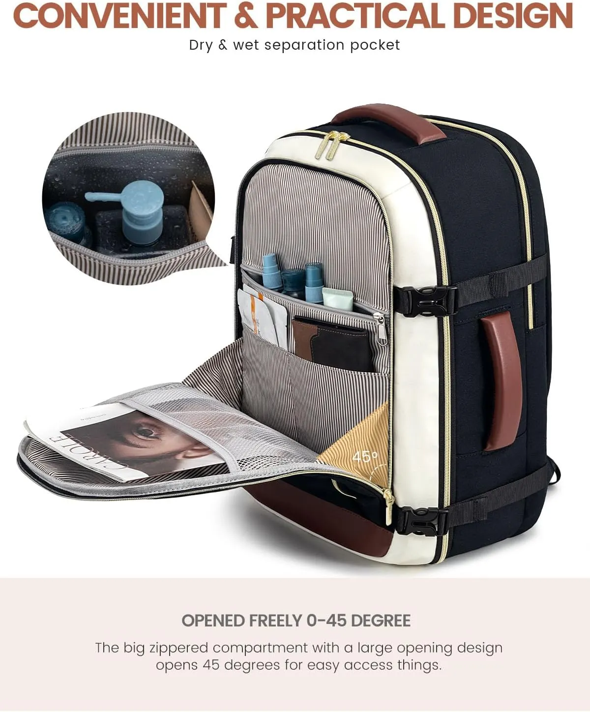 LOVEVOOK Carry On Travel Backpack For Women Flight Approved, 40L Large Personal Item Backpack Travel Bag for Airplanes, Business 17 Inch Laptop Backpack, Weekender Overnight Daypack, With 2 Cubes