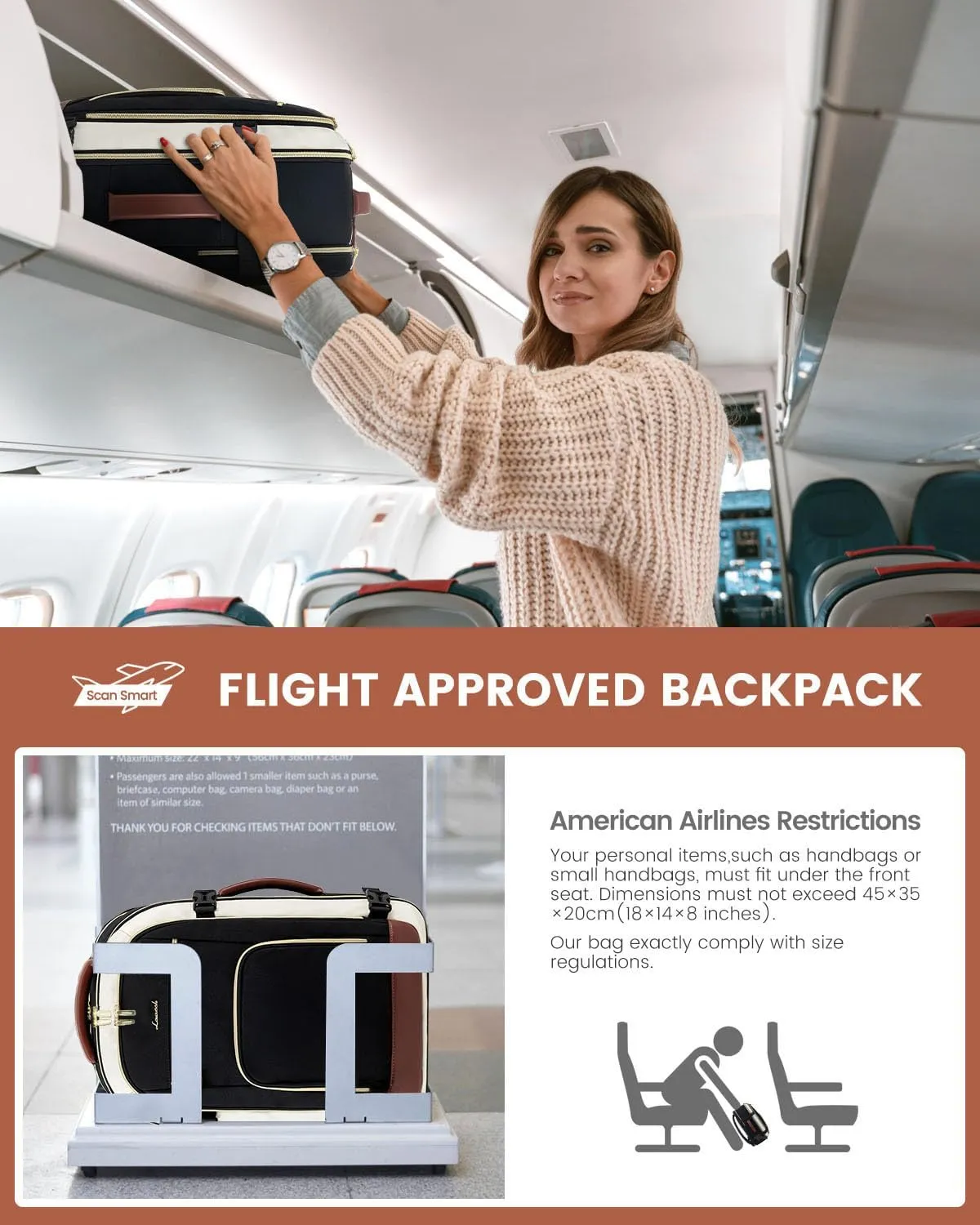 LOVEVOOK Carry On Travel Backpack For Women Flight Approved, 40L Large Personal Item Backpack Travel Bag for Airplanes, Business 17 Inch Laptop Backpack, Weekender Overnight Daypack, With 2 Cubes