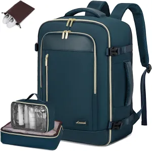 LOVEVOOK Travel Backpack for Women & Men, 45L Carry On Backpack, Personal Item Bag with 3 Packing Cubes, Business Weekender Overnight Luggage Daypack, Fits 18 Inch Laptop, Blue