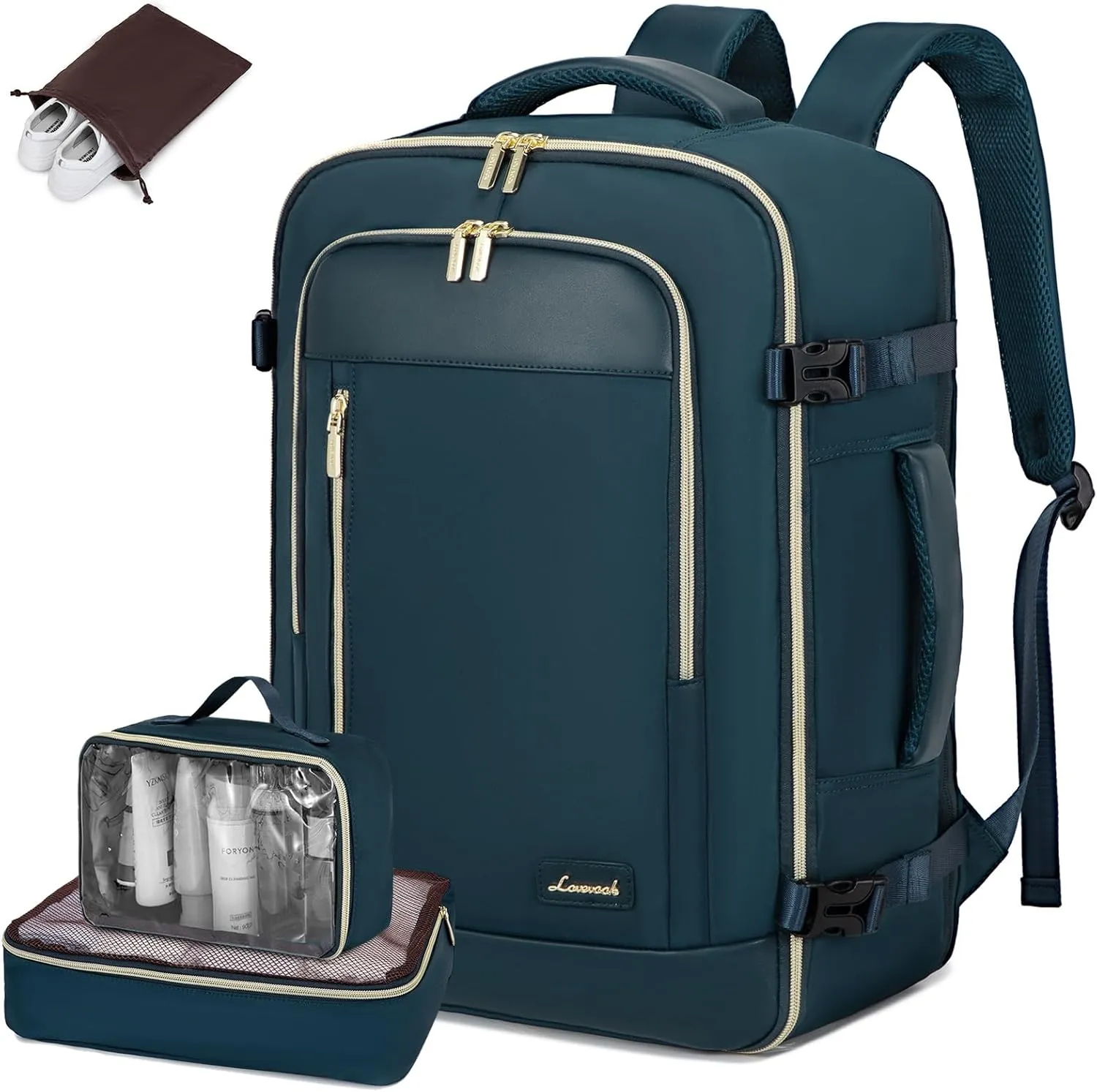 LOVEVOOK Travel Backpack for Women & Men, 45L Carry On Backpack, Personal Item Bag with 3 Packing Cubes, Business Weekender Overnight Luggage Daypack, Fits 18 Inch Laptop, Blue