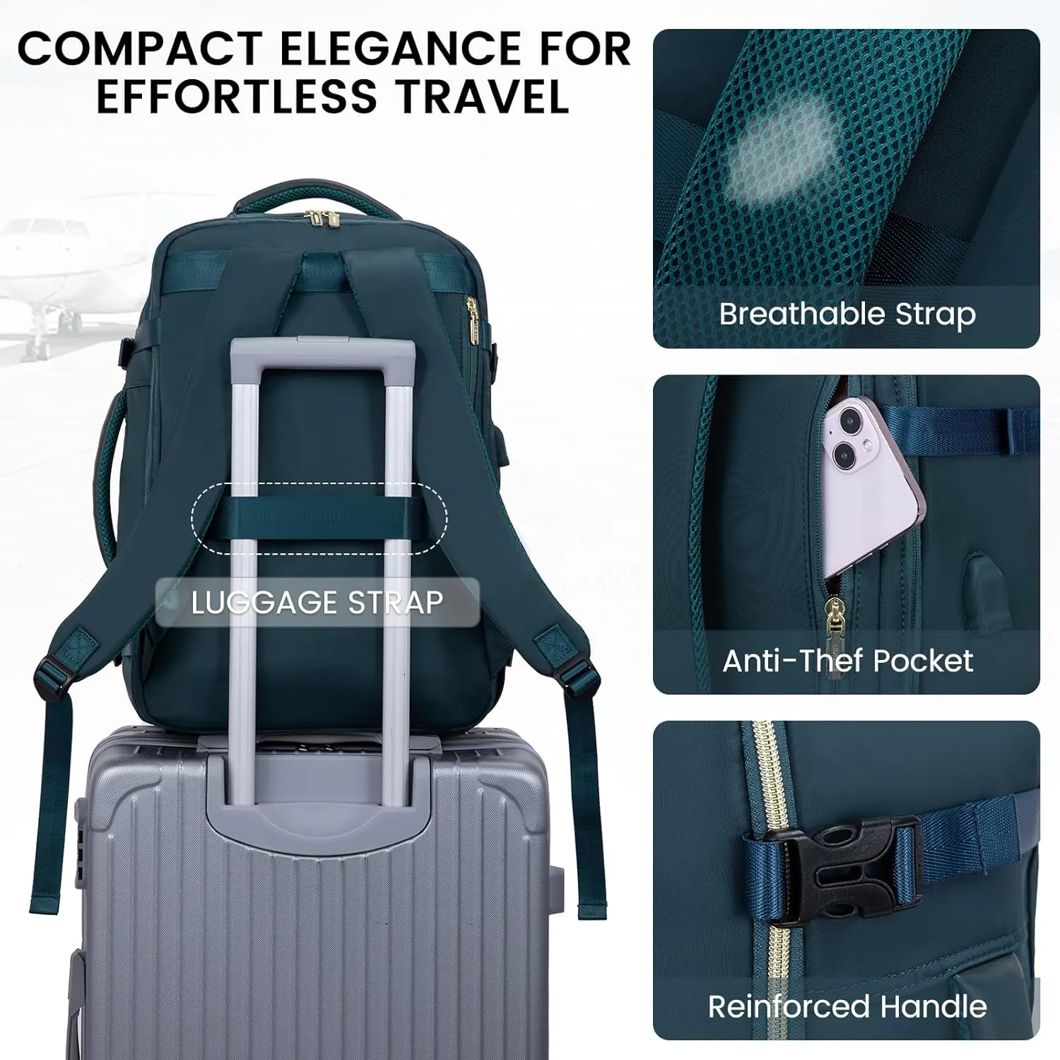 LOVEVOOK Travel Backpack for Women & Men, 45L Carry On Backpack, Personal Item Bag with 3 Packing Cubes, Business Weekender Overnight Luggage Daypack, Fits 18 Inch Laptop, Blue