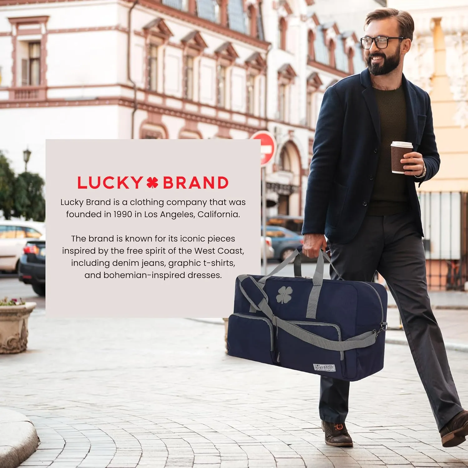 Lucky Travel Duffel Bags 65L, Gym Bag, Travel Bag & Large Duffle Bag for Men, Foldable Overnight Weekender Bags for Women & Men with Adjustable Shoulder Strap, Navy