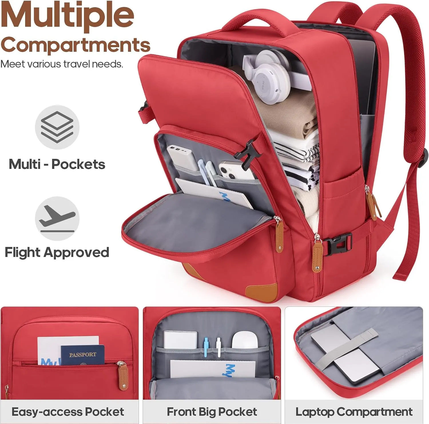 Luggage Sets 3 Piece, Expandable 100% PC Hardshell Suitcase with Spinner Wheels, 20in Suitcase Set with TSA Lock for Women, Carry On Luggage with Travel Backpack