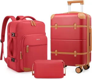 Luggage Sets 3 Piece, Expandable 100% PC Hardshell Suitcase with Spinner Wheels, 20in Suitcase Set with TSA Lock for Women, Carry On Luggage with Travel Backpack
