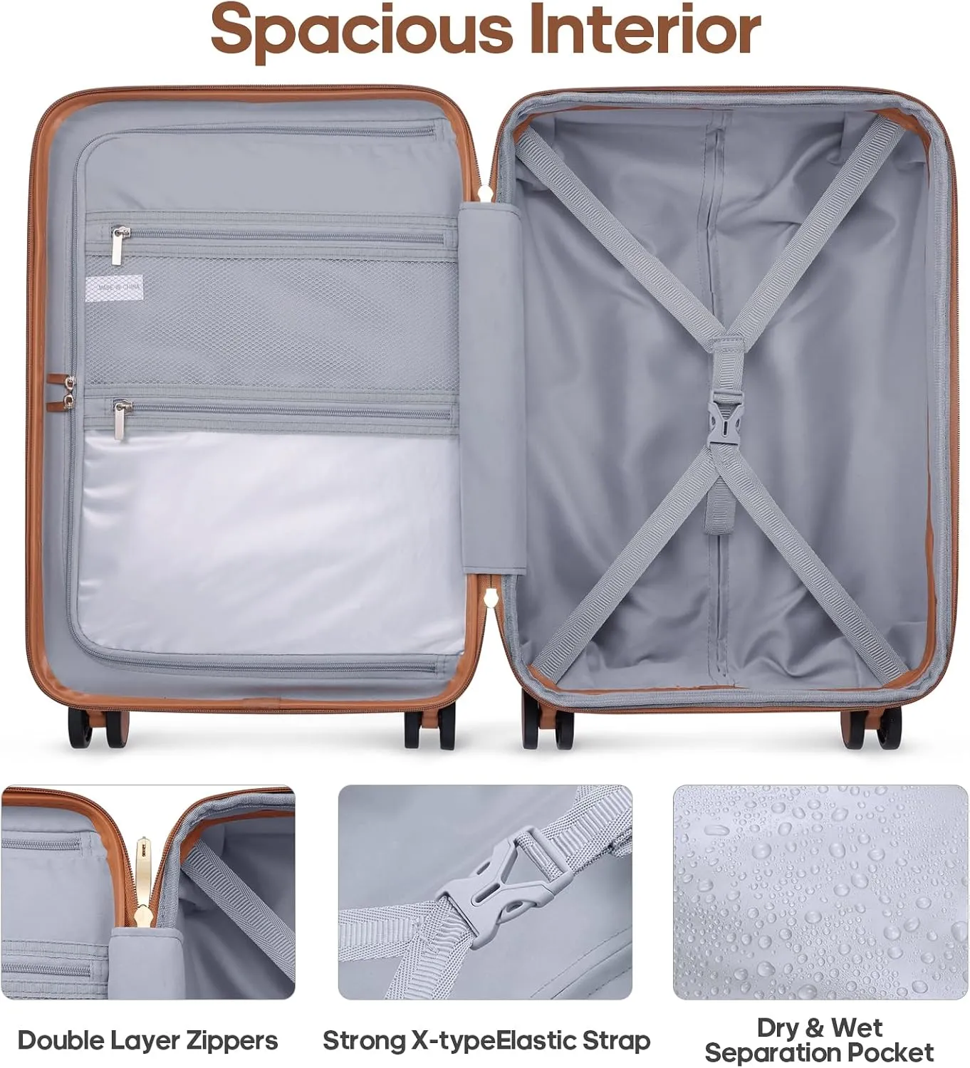 Luggage Sets 3 Piece, Expandable 100% PC Hardshell Suitcase with Spinner Wheels, 20in Suitcase Set with TSA Lock for Women, Carry On Luggage with Travel Backpack