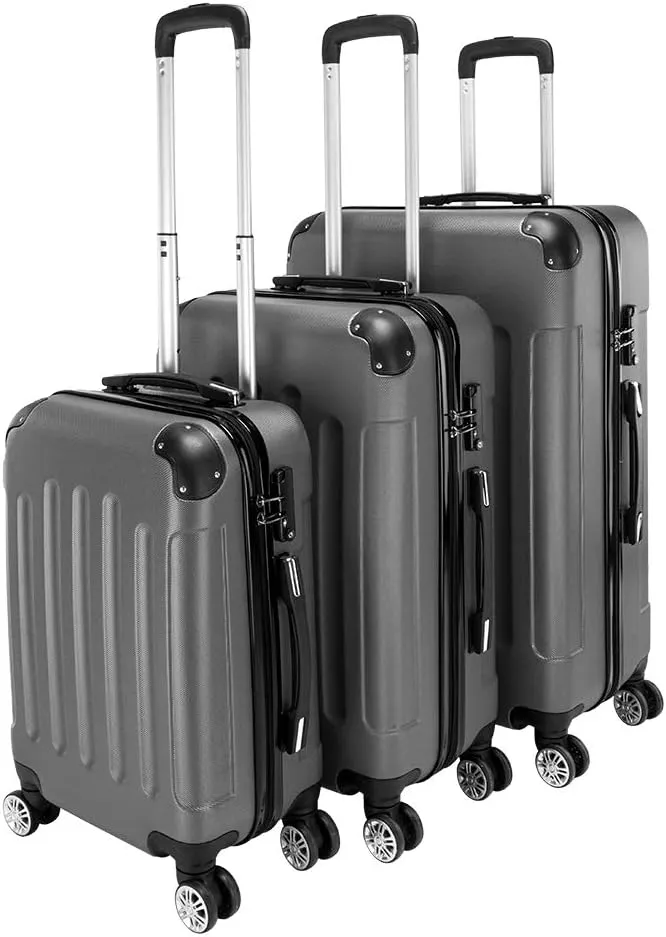 Luggage Sets 3 Piece Trolley Suitcase with TSA Lock,20 Inch 24 Inch 28 Inch Traveling Storage Luggage Sets with Spinner Wheels,Dark Gray
