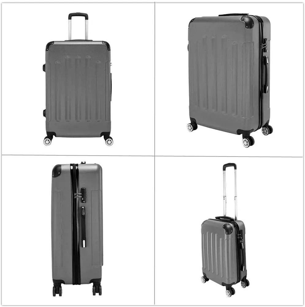 Luggage Sets 3 Piece Trolley Suitcase with TSA Lock,20 Inch 24 Inch 28 Inch Traveling Storage Luggage Sets with Spinner Wheels,Dark Gray