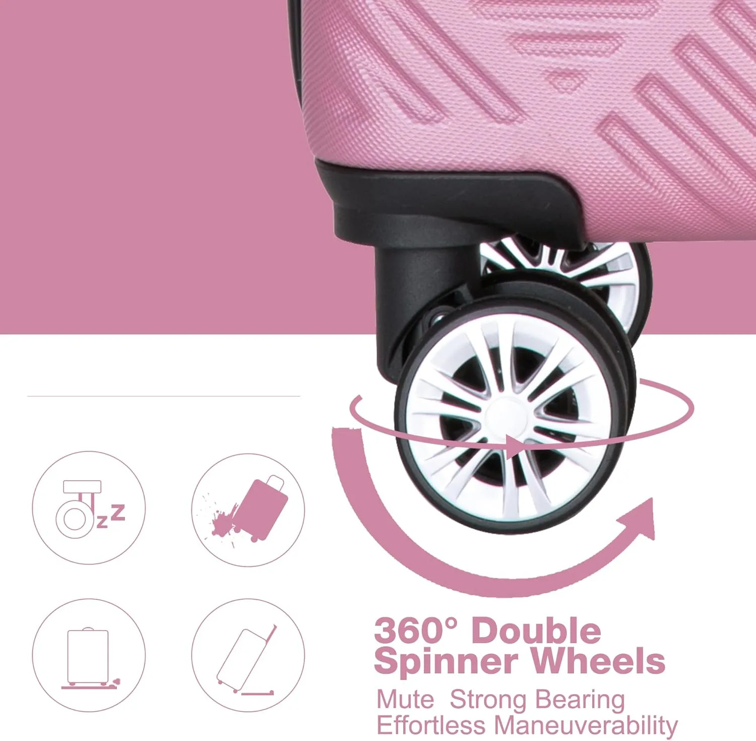 Luggage Sets 4 Piece Suitcase Set ABS Lightweight Carry On Luggage with Spinner Wheels, Hardside Suitcases Durable Luggage Hardside (14/20/24/28) Pink