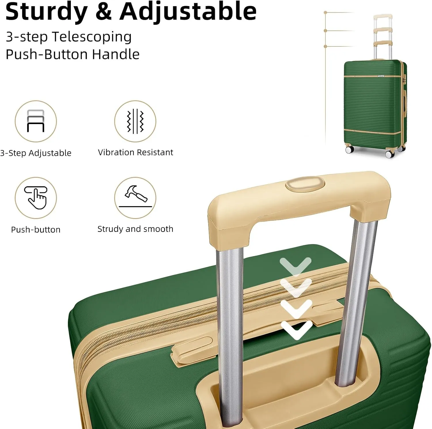 Luggage Sets 6 Piece with two Cosmetic Case, Expandable(Only 28 & 24") Hardside Luggage with 360° Spinner Wheels, Durable Luggage Set Clearance For Women Men, Olive Green