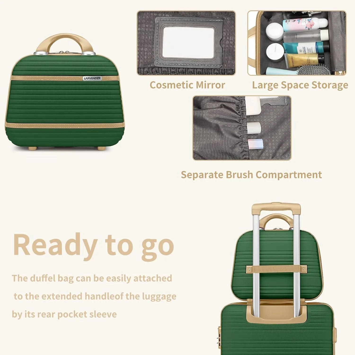 Luggage Sets 6 Piece with two Cosmetic Case, Expandable(Only 28 & 24") Hardside Luggage with 360° Spinner Wheels, Durable Luggage Set Clearance For Women Men, Olive Green