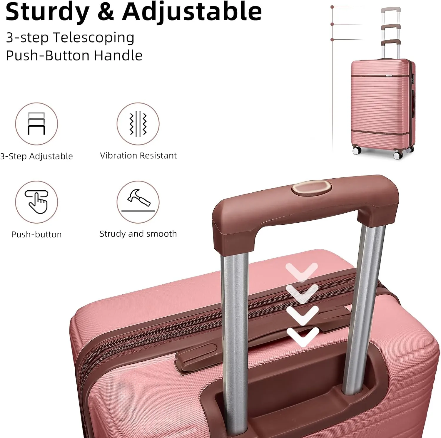 Luggage Sets 6 Piece with two Cosmetic Case, Expandable(Only 28 & 24") Hardside Luggage with 360° Spinner Wheels, Durable Luggage Set Clearance For Women Men, Rose Gold