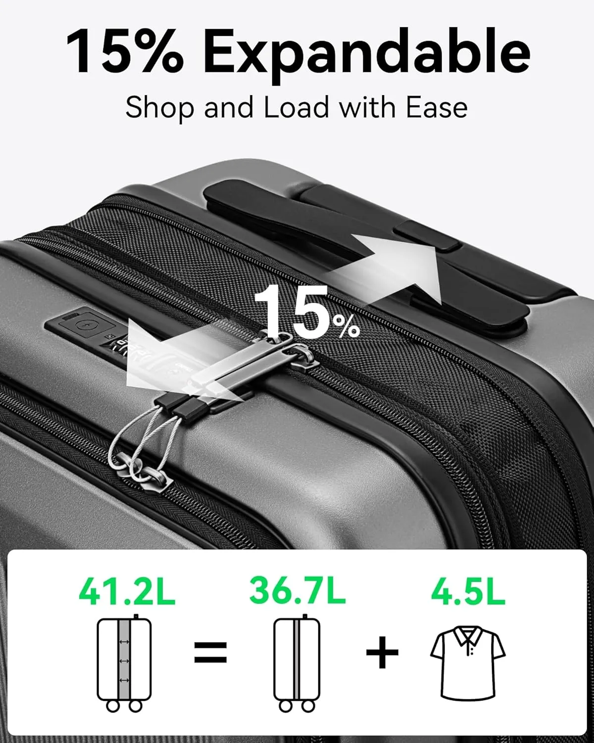 LUGGEX Carry on Luggage 22x14x9 Airline Approved, PC Hard Shell Suitcase with Front Pocket, Expandable Luggage with USB Port (Teal, 20 Inch, 36.7L)
