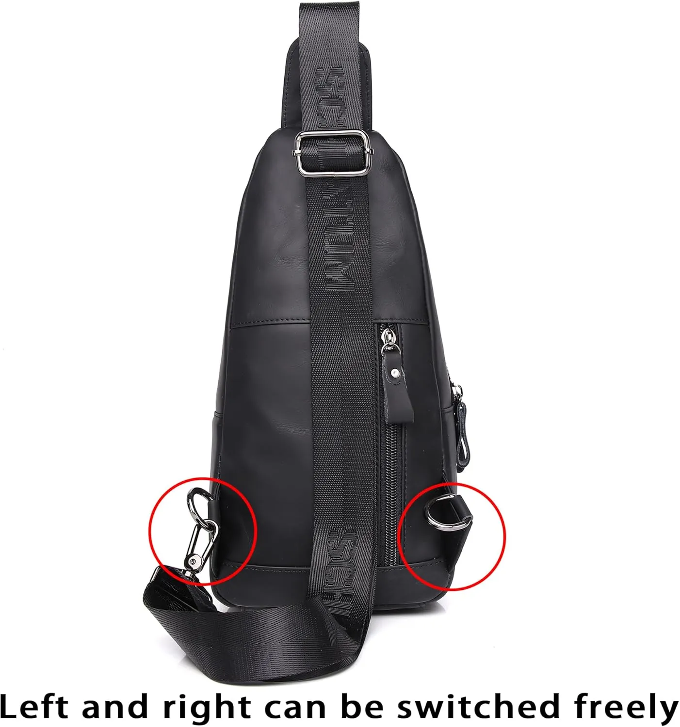 LUKZIJAES Genuine Leather Sling Bag for Men