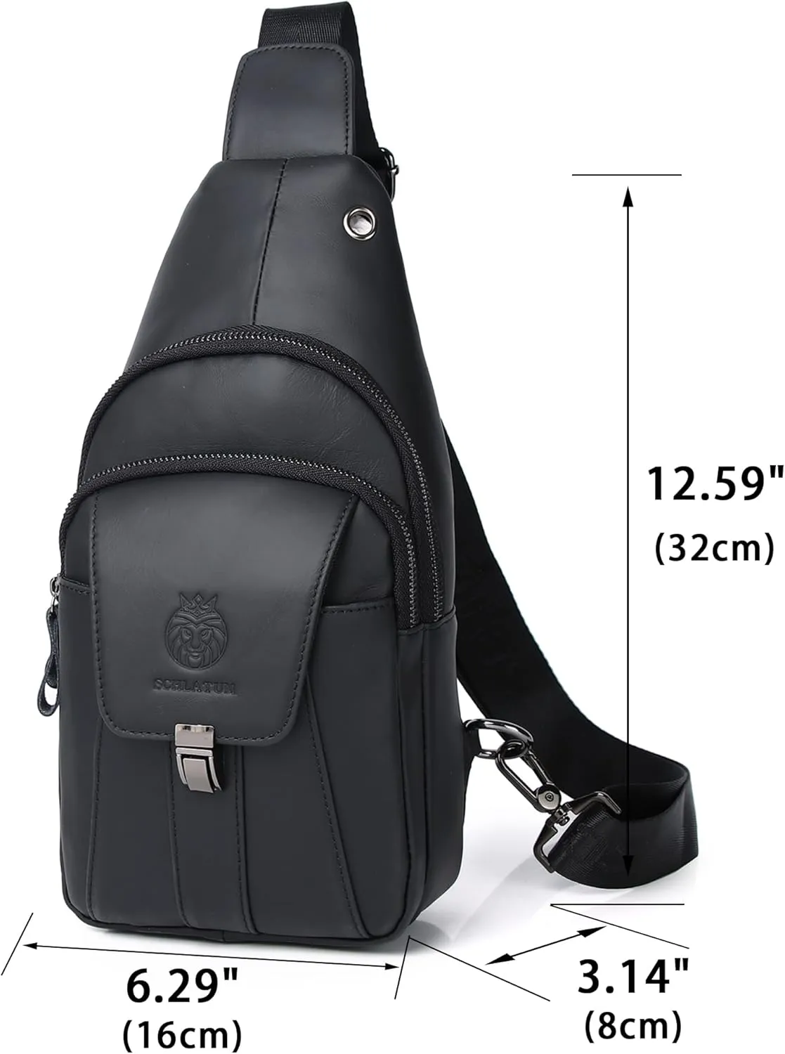 LUKZIJAES Genuine Leather Sling Bag for Men