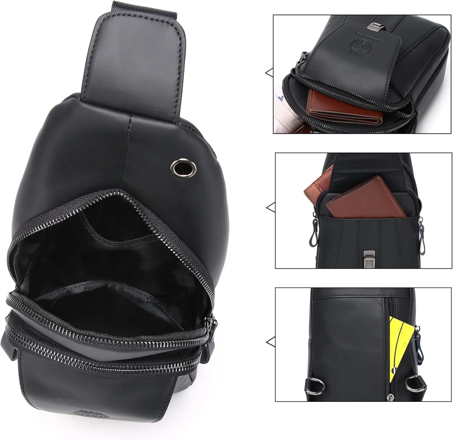 LUKZIJAES Genuine Leather Sling Bag for Men