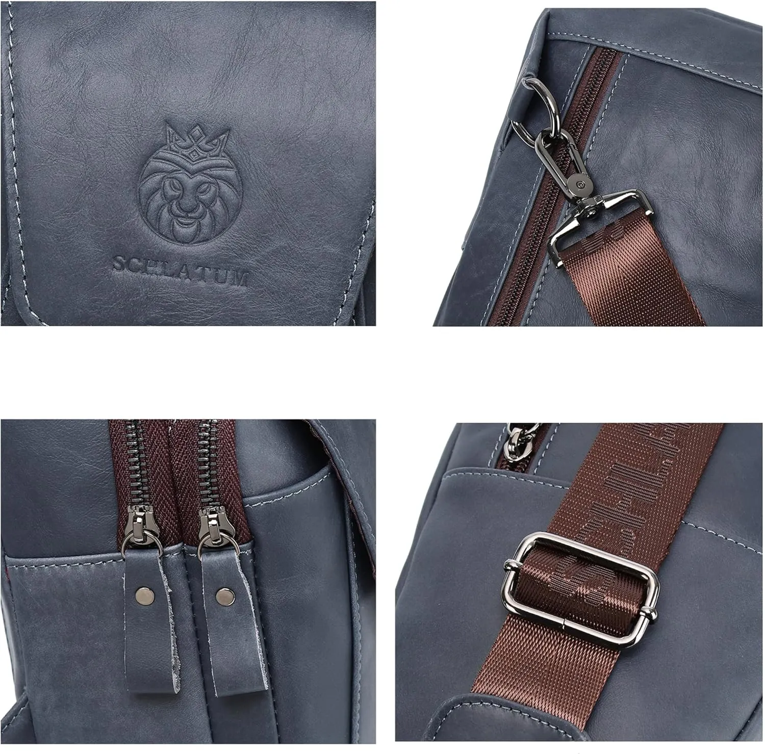 LUKZIJAES Genuine Leather Sling Bag for Men