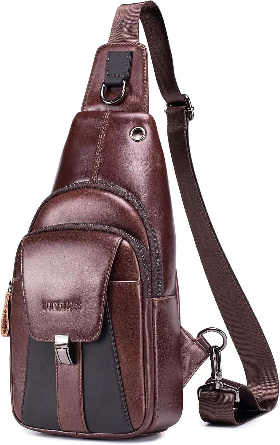 LUKZIJAES Genuine Leather Sling Bag for Women and Men Vintage Shoulder Chest Pack Mens Cross body Sling Bags Hiking Daypacks Crossbody Travel Backpack (#2-Coffee)