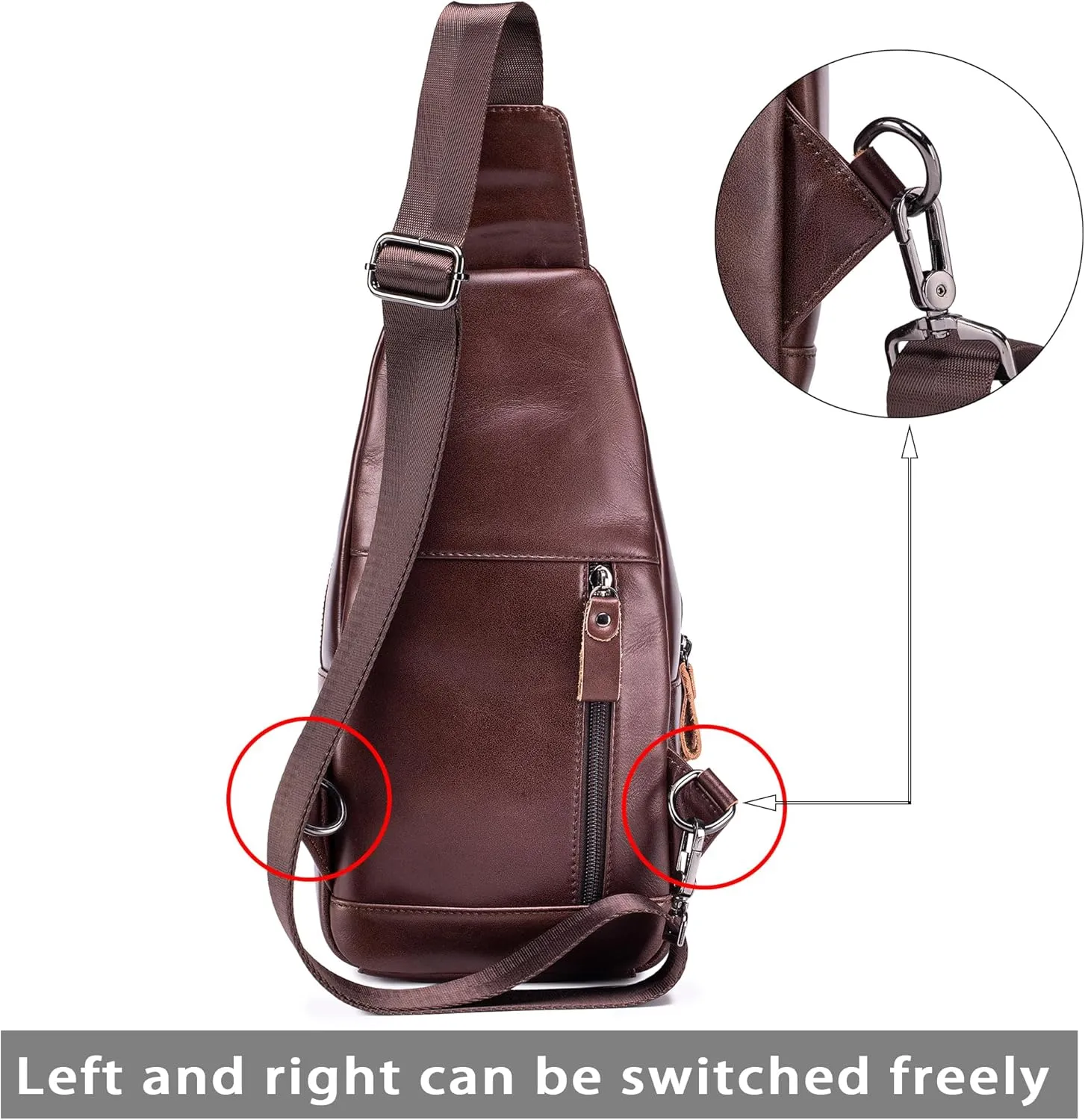 LUKZIJAES Genuine Leather Sling Bag for Women and Men Vintage Shoulder Chest Pack Mens Cross body Sling Bags Hiking Daypacks Crossbody Travel Backpack (#2-Coffee)