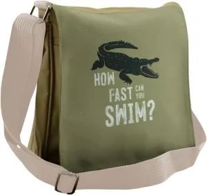Lunarable Alligator Messenger Bag, How Fast Can You Swim, Unisex Cross-body