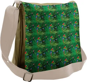 Lunarable Alligator Messenger Bag, Tropical Fauna Parrot, Unisex Cross-body
