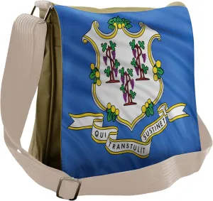 Lunarable American Messenger Bag, Connecticut Flag Baroque, Unisex Cross-body