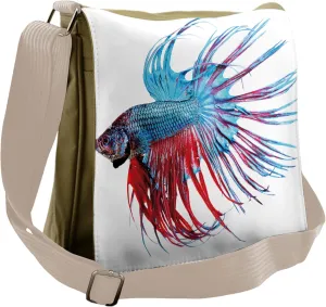 Lunarable Aquarium Messenger Bag, Tropic Aquatic Life Theme, Unisex Cross-body
