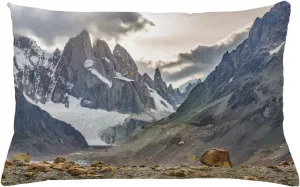 Lunarable Argentina Throw Pillow Cushion Cover, Patagonia Landscape Scene at Laguna Torre with Snowy Andes Mountains El Chalten, Decorative Rectangle Accent Pillow Case, 26" X 16", Multicolor